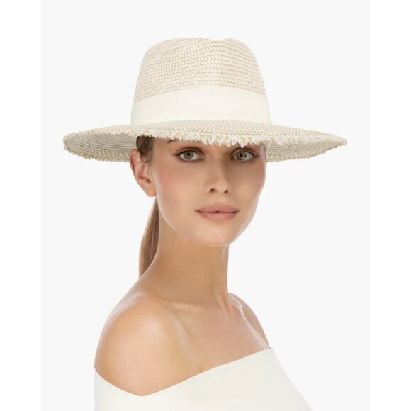 💕ERIC JAVITS💕 Fringe PInch Packable Fedora Squishee Straw Hat ~ Flax Mix NWT - Picture 4 of 16